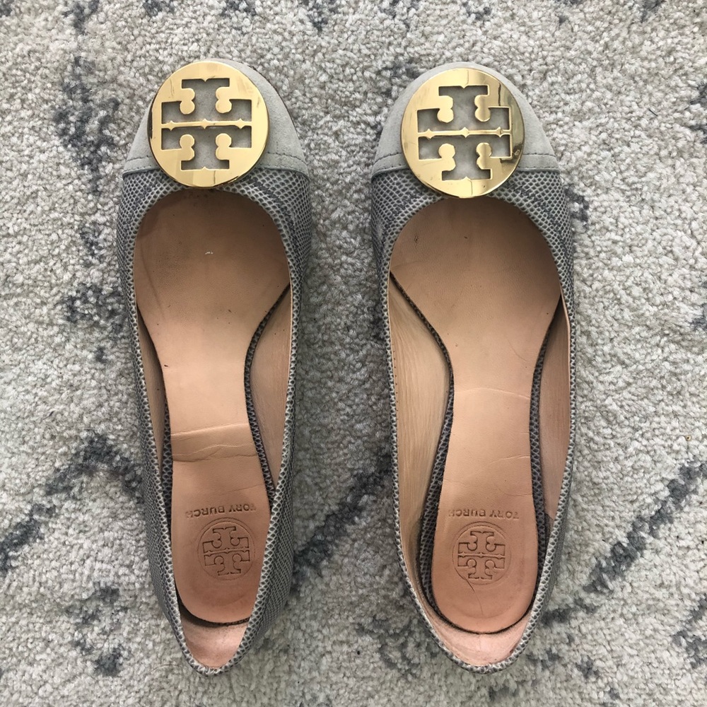 Tory Burch Grey Suede Ballet Flats